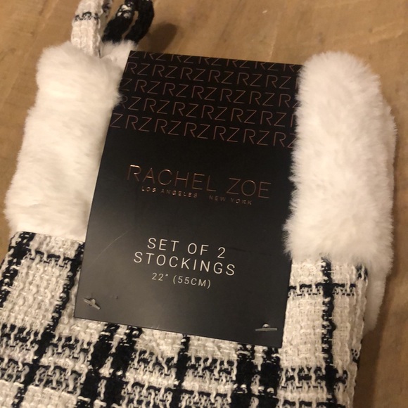🖤🤍🖤 Rachel Zoe Set of 2 Stockings  22” Los Angeles New York 🖤🤍🖤 NWT - Picture 2 of 5